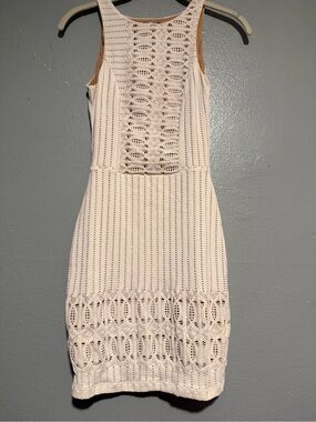 Nightcap Sleeveless Crochet Mini Dress in Cream